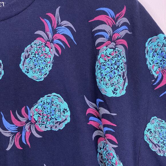FREE PLANET Pineapple Print Graphic T-Shirt Mens Sz 2X Blue Tropical Summer NEW - Picture 2 of 7